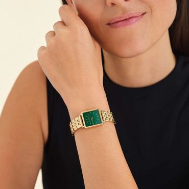 Rosefield Boxy XS Gold Emerald Watch