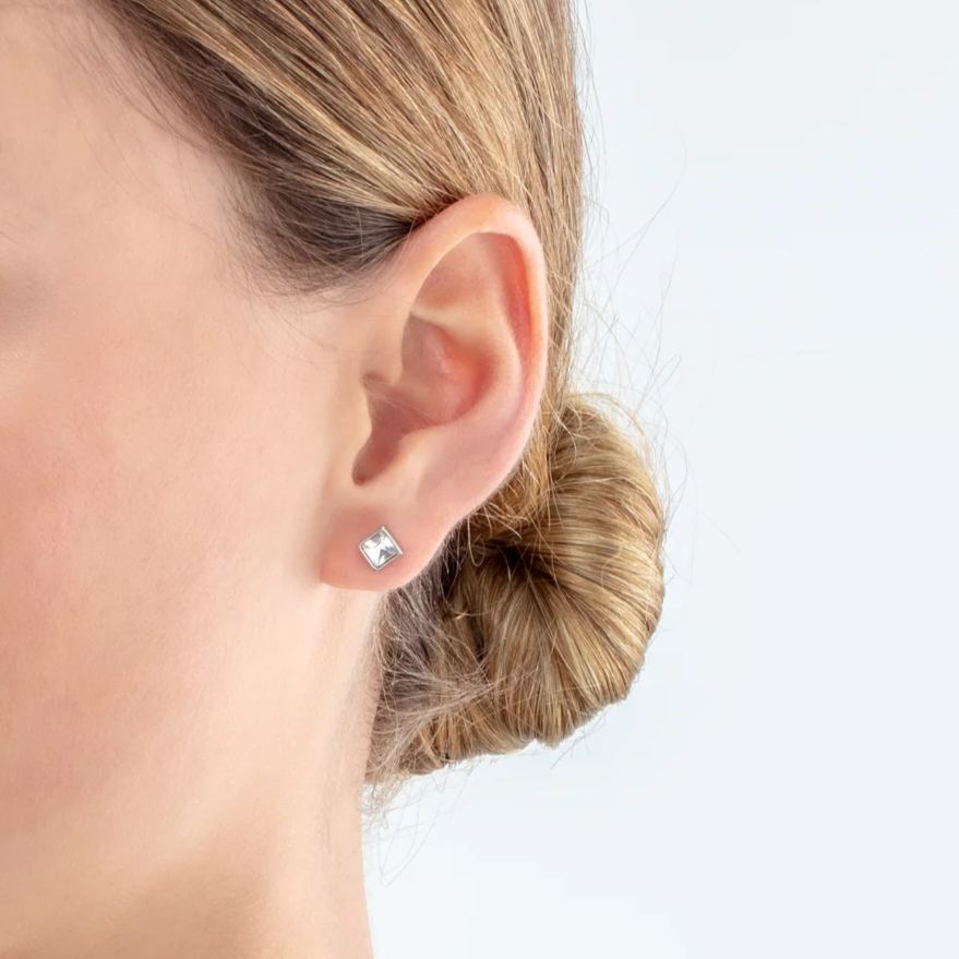 Coeur De Lion 0501EC Brilliant Square Small Earrings Silver