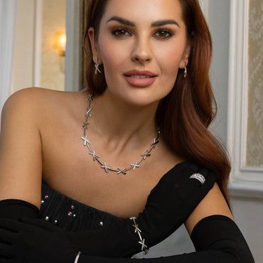 Absolute Jewellery statement necklace & bracelet for ladies in silver - Ireland