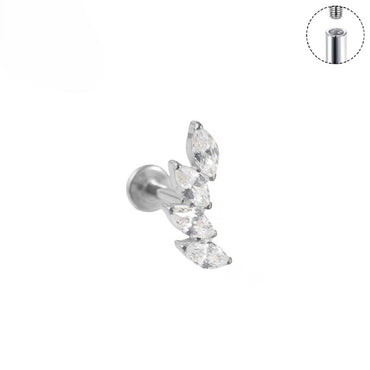 Quadruple Marquise Stone Titanium Labret Flat Back Earring