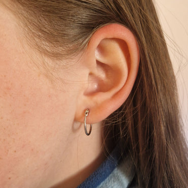 Simple Casual Sterling Silver Hoop Earrings