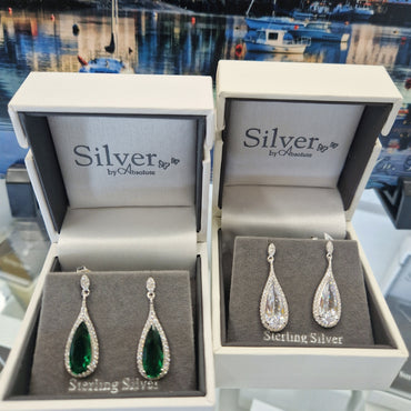 Classic Teardrop Sterling Silver Pendant & Earrings Set