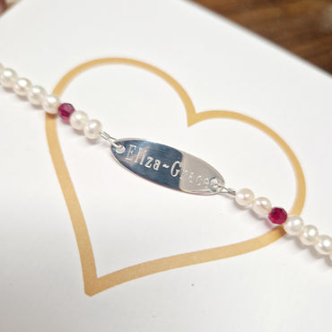 January Fresh Water Pearl Personalized Sterling Silver Bracelet