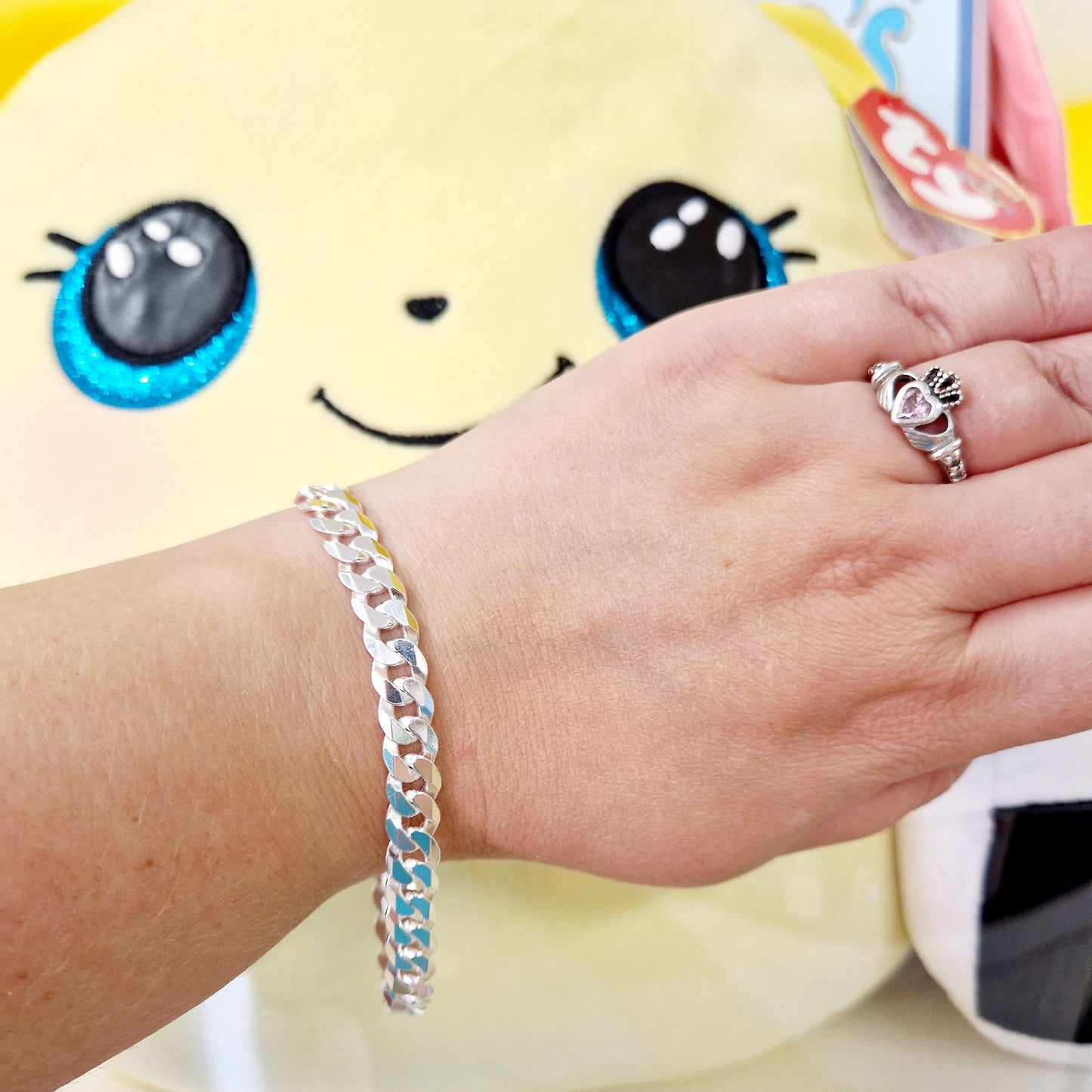 Sterling Silver Unisex 7 mm Curb Bracelet