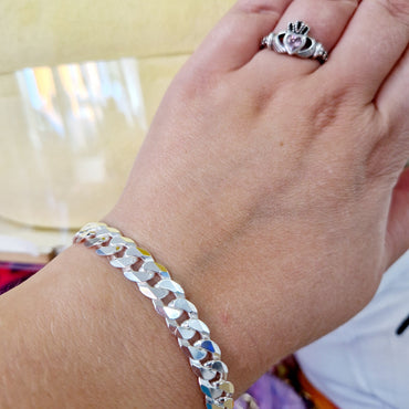 Sterling Silver Unisex 7 mm Curb Bracelet