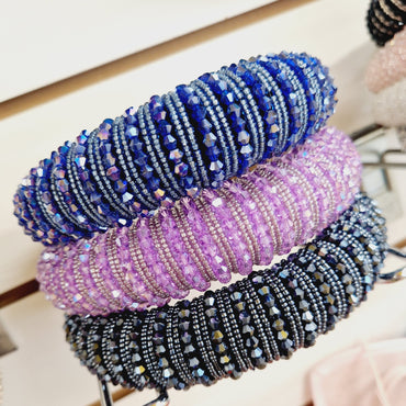 Royal Blue Beaded Fabric Headband