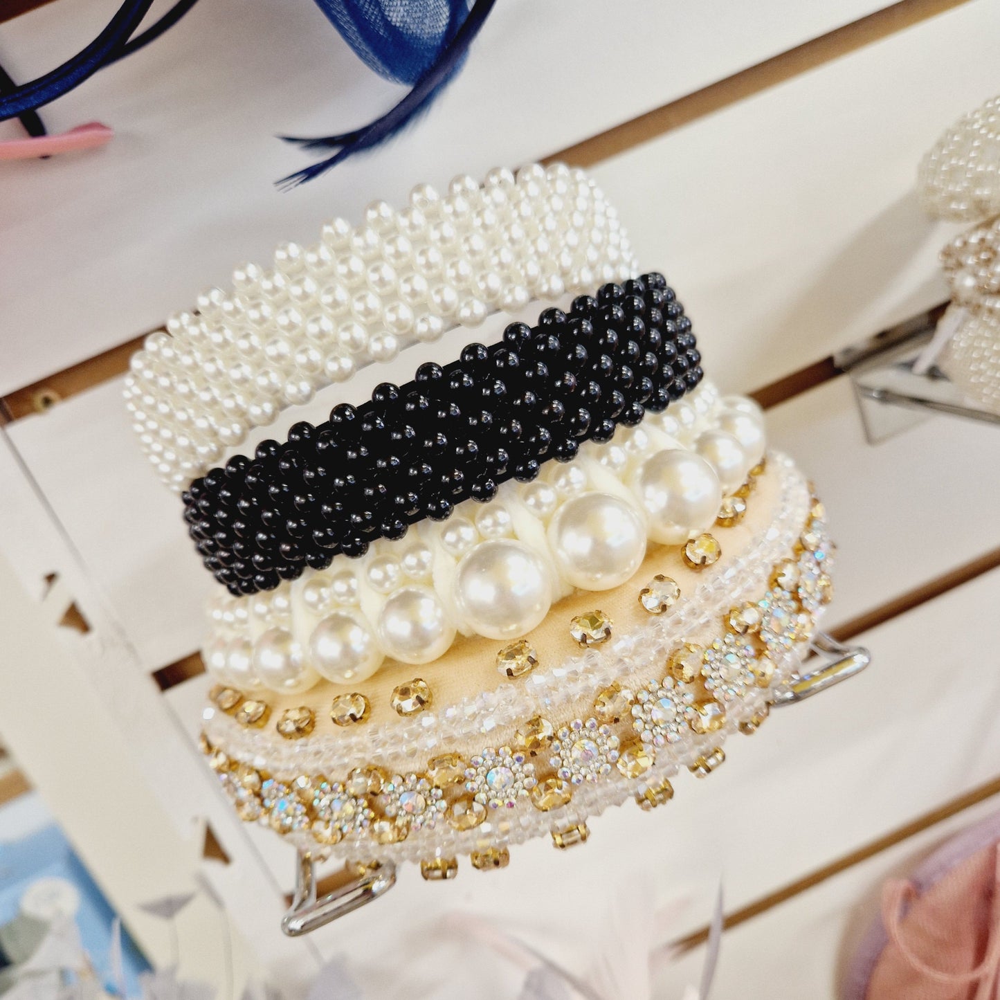 Tasha Black Beads Fabric Headband