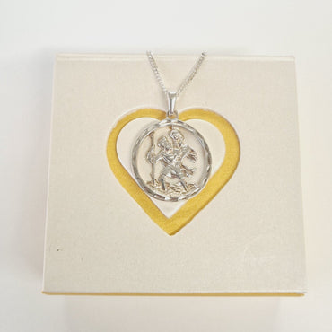 St.Christopher Sterling Silver Open Medal on 20" Chain