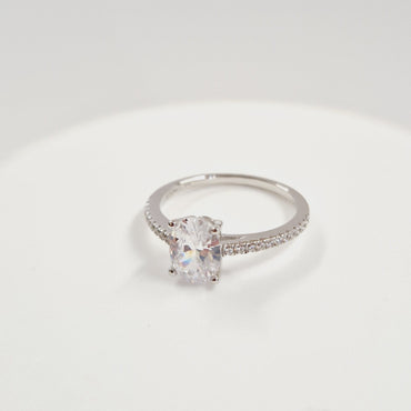 Oval Solitaire Sterling Silver Ring