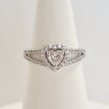 Sparkling Sterling Silver Halo Heart Ring