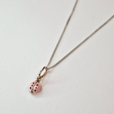 Pink Ladybug Children Sterling Silver Pendant