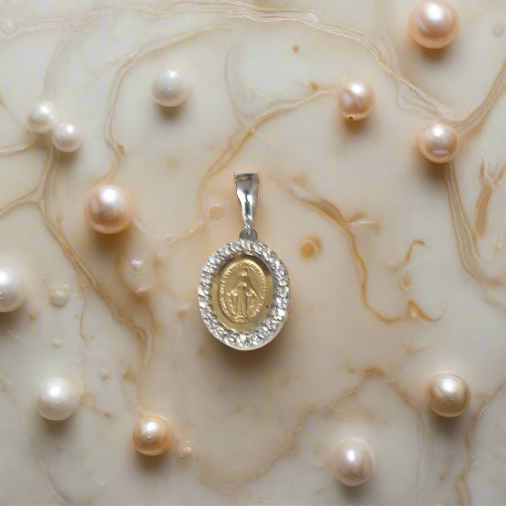 9ct White & Yellow Gold Miraculous Medal 12mm