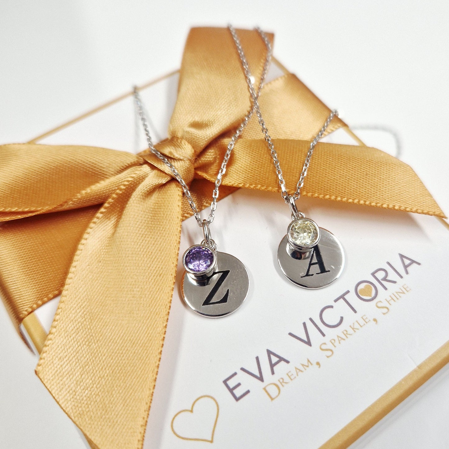 sterling silver birthstone pendant with engraving for kids - eva victoria ireland