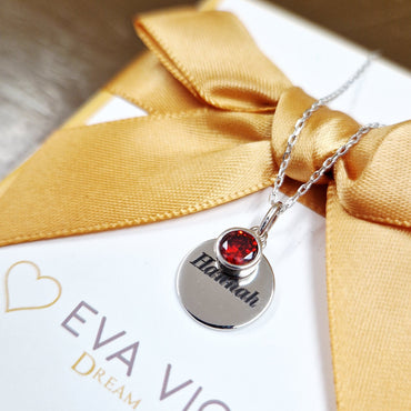 sterling siler january birthstone pendant with engraving in ireland