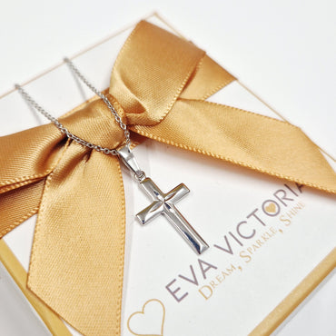 Sterling Silver 20mm Cross for boys communion - eva victoria ireland