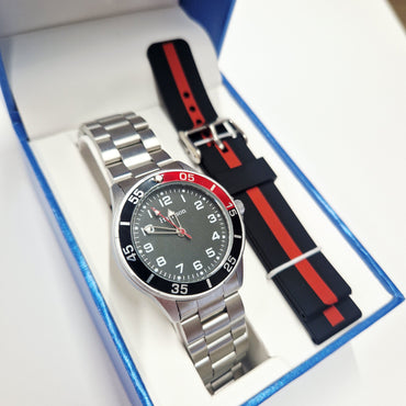black red face watch for boys - sporty boy watch ireland