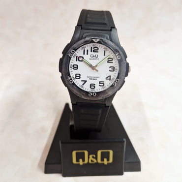 Q&Q Black Sports Watch - Model AY14444F Luminous Hands