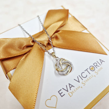 Sterling Silver Two Tone Eternal Knot Necklace