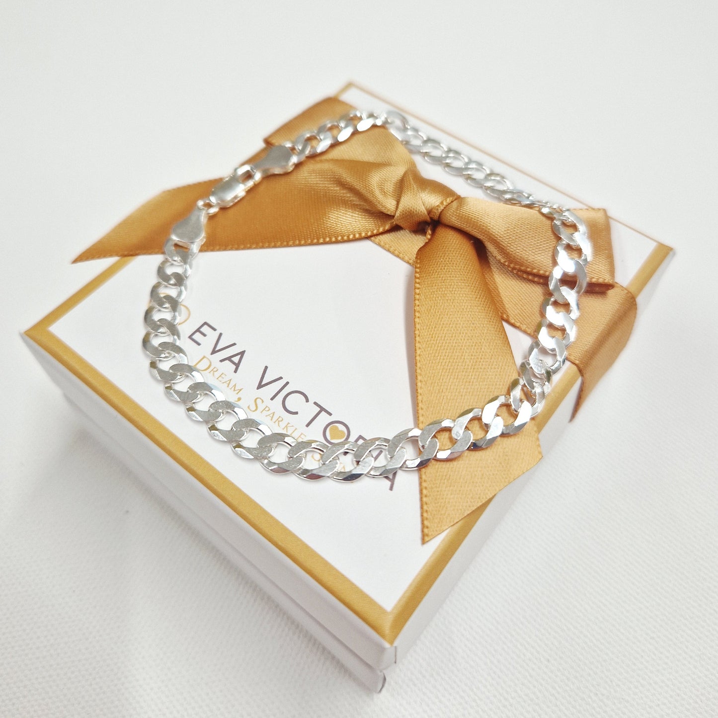Sterling Silver Curb Chain Bracelet for Men 5.9mm
