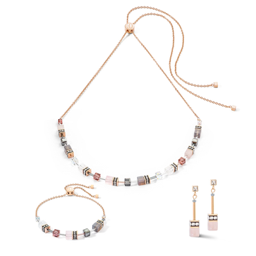 Coeur De Lion GeoCUBE® Iconic Nature Adjustable Rose Gold Necklace