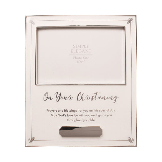 Personalised Silver Plated Christening Photo Frame 4" x 6"
