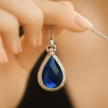 Newbridge Photo Locket with Sapphire Blue Stone