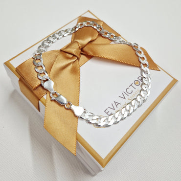 6mm unisex curb bracelet in silver