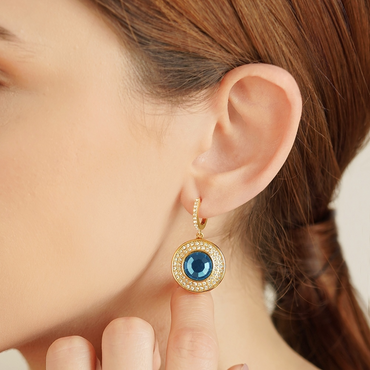 Newbridge Gold Hoop Earrings with Montana Stone