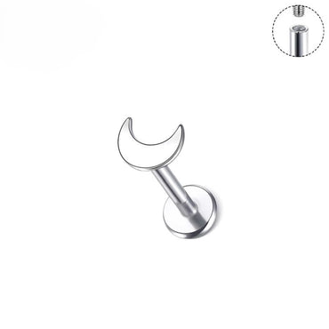 Moon Crescent Titanium Labret Flat Back Earring