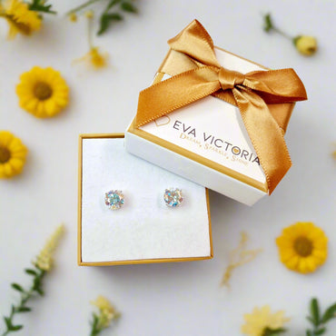 8mm Cubic Zirconia Sterling Silver Stud Earrings