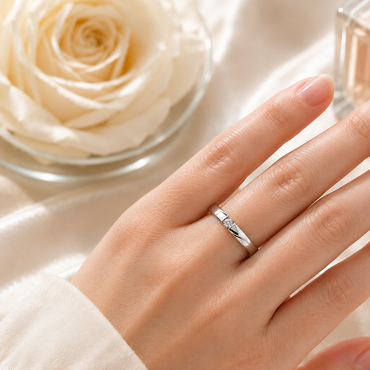 Single CZ Sterling Silver Plain Band Ring 2.7mm