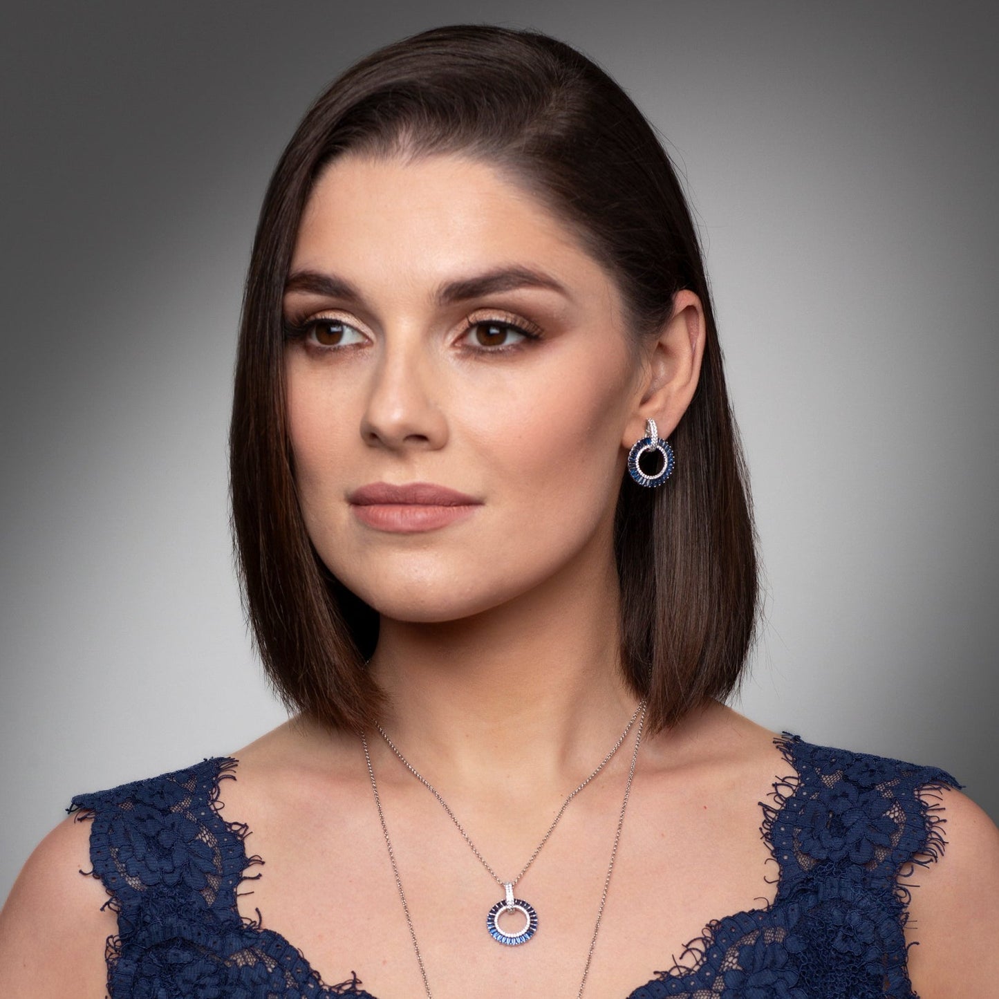 Absolute Jewellery Blue Sapphire Silver Stud Earrings