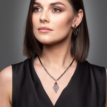 Absolute Jewellery Tennis Drop Yellow Gold Necklace