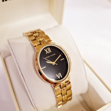 Anne Klein Minimalist Oval Case Gold Watch