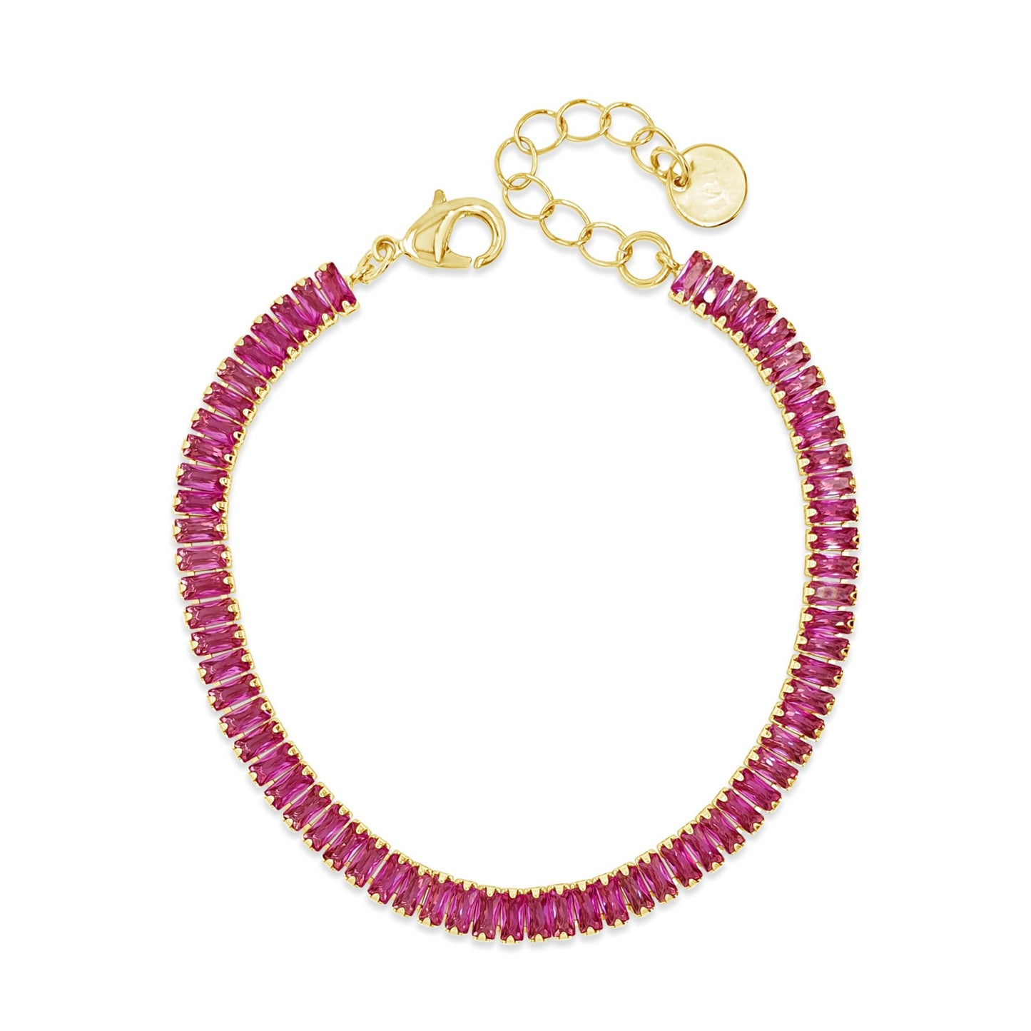 Absolute Jewellery Pink Passion Tennis Gold Bracelet