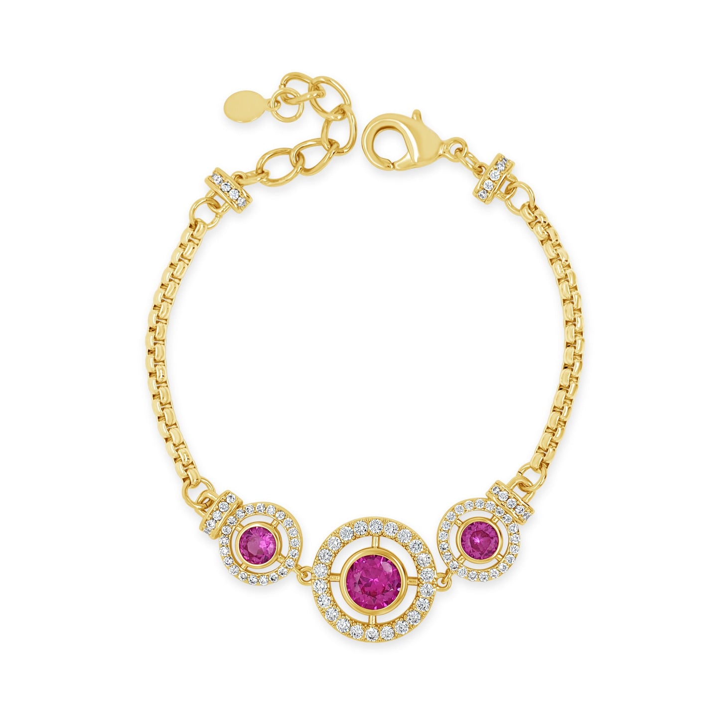 Absolute Jewellery Pink Sapphire Yellow Gold Bracelet
