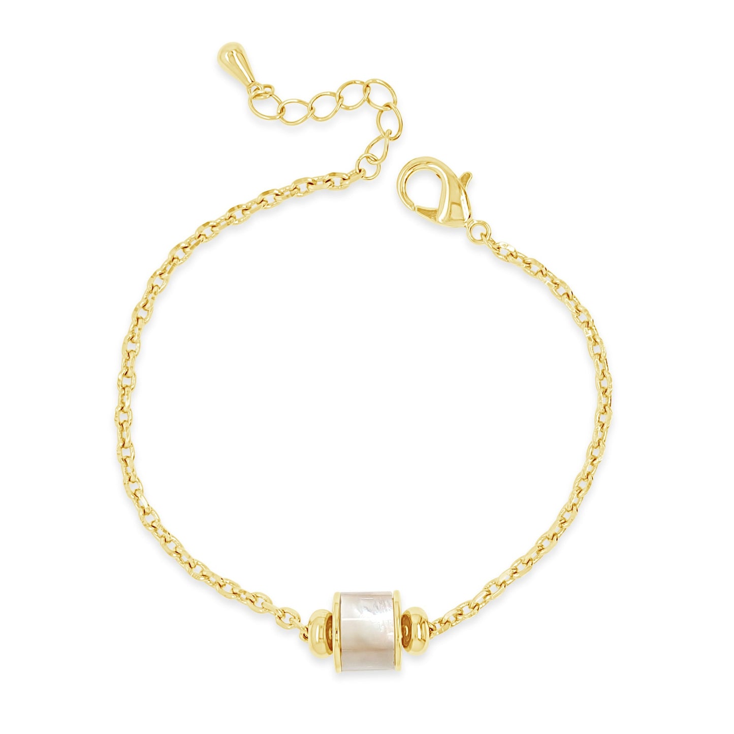 Absolute Jewellery White Opal Barrell Gold Chain Bracelet