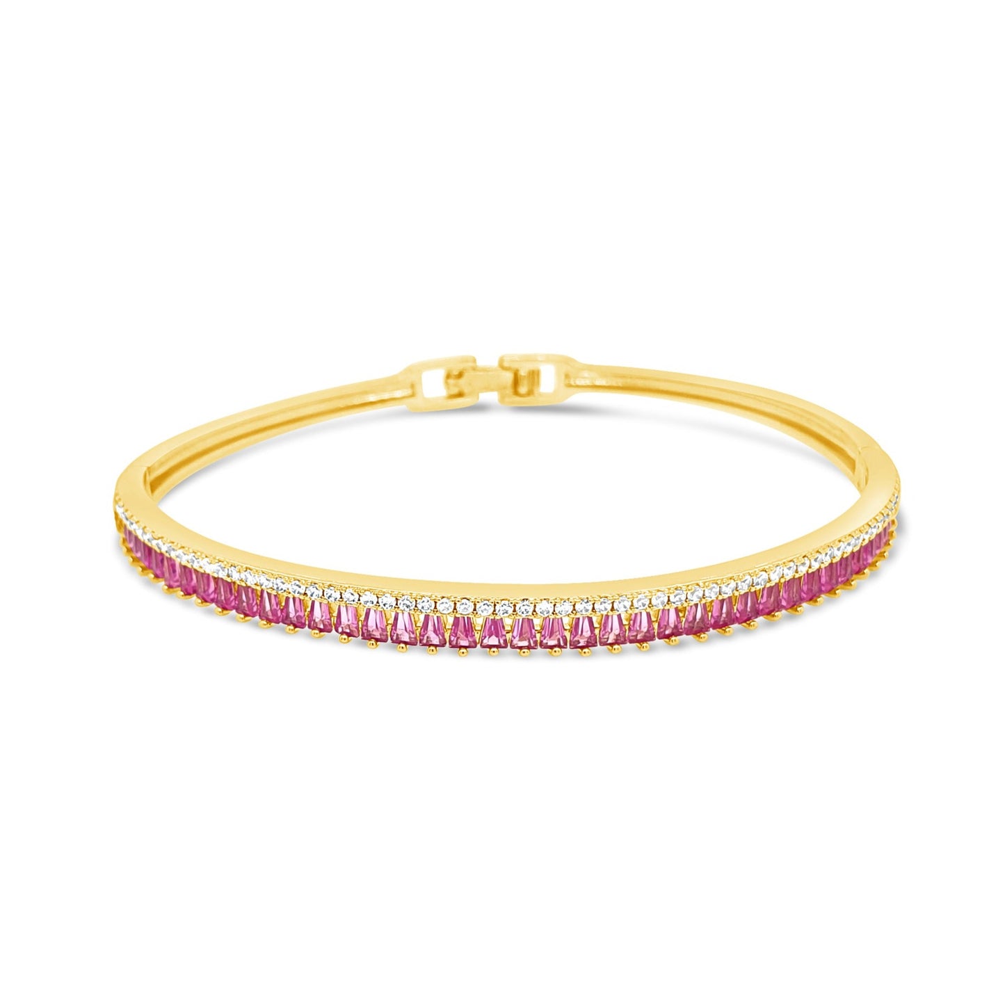 Absolute Jewellery Pink Sapphire Yellow Gold Bangle