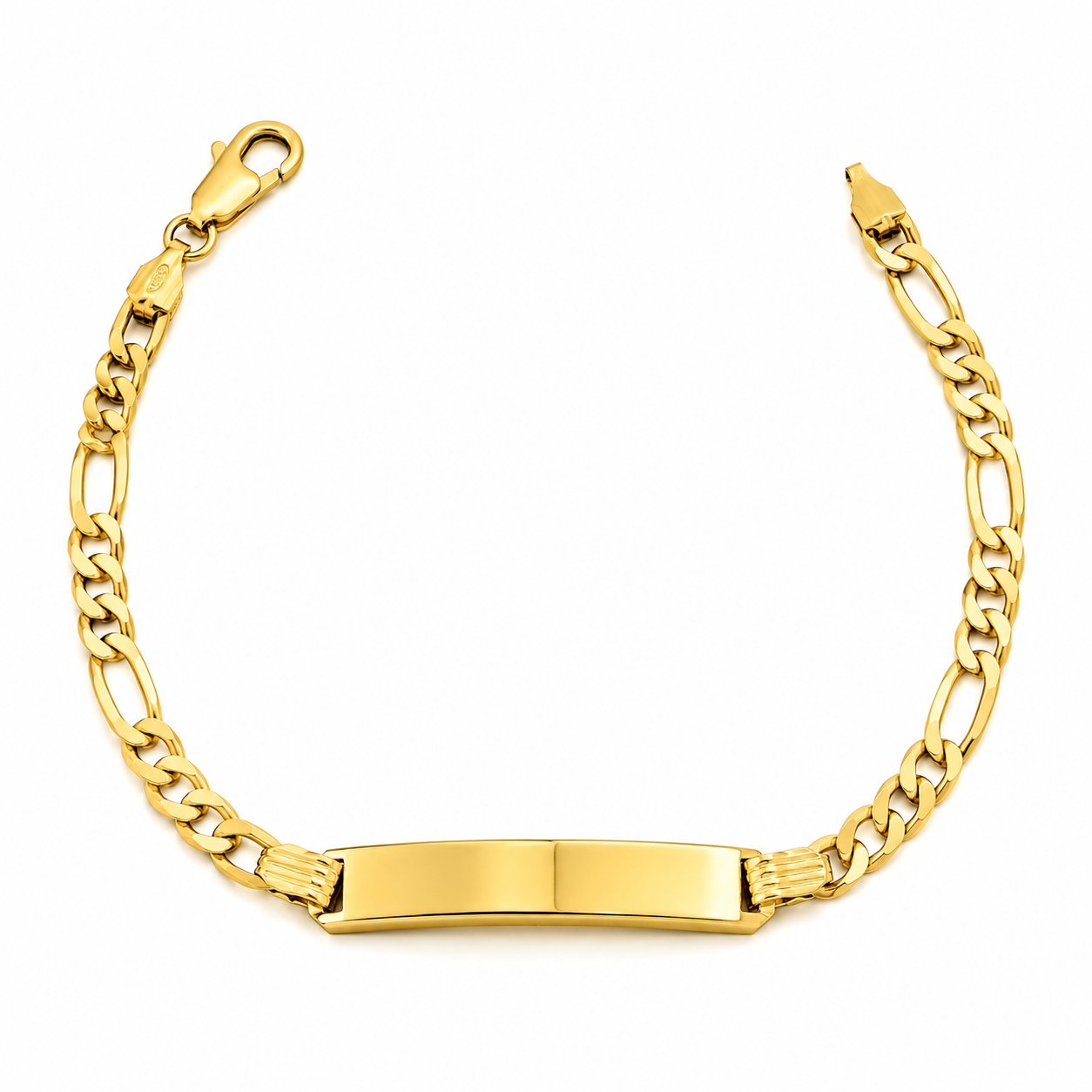 Gold Plated Figaro Chain Dainty ID Bracelet 4mm