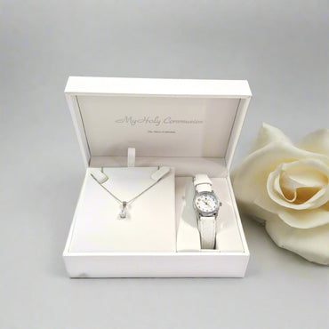 Communion Sterling Silver Teardrop Pendant & Watch Gift Set