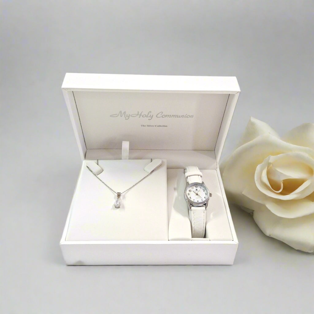 Communion Sterling Silver Teardrop Pendant & Watch Gift Set