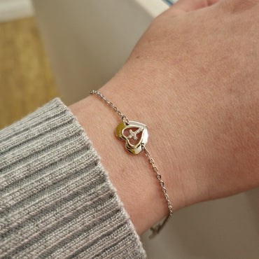 Cross in Heart Children Sterling Silver Chain Bracelet