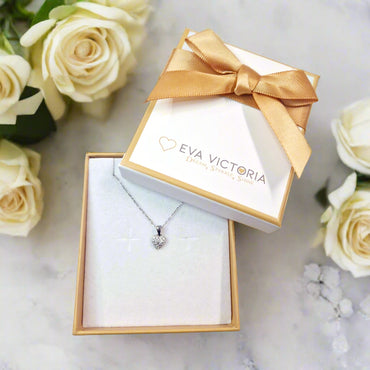 Diamond Heart Sterling Silver Pendant Necklace