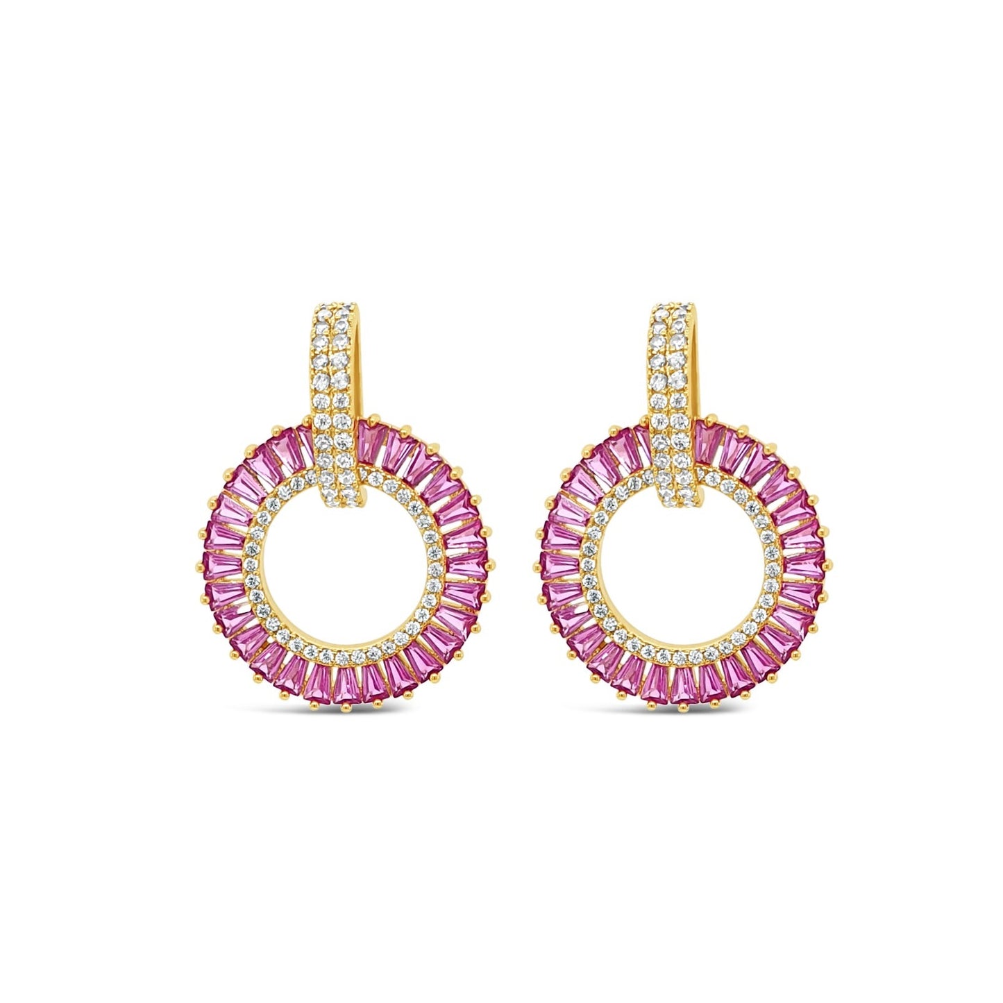Absolute Jewellery Pink Passion Gold Stud Earrings
