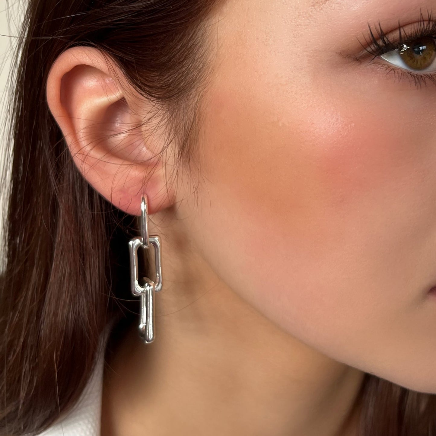Absolute Jewellery Square Chain Links Drop Earrings