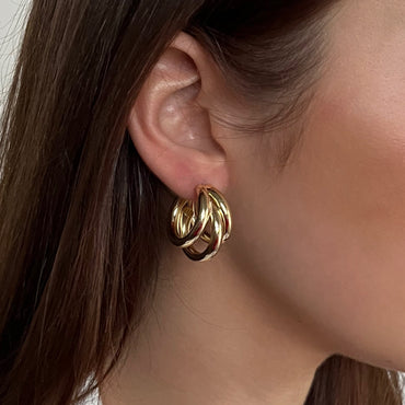 Absolute Jewellery Triple Hoop Earrings in Gold or Silver