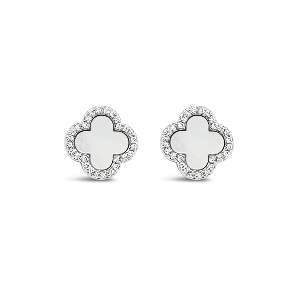 Absolute Jewellery Mother of Pearl Clover Stud Earrings