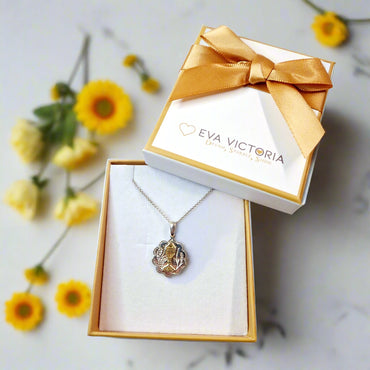 Engravable Floral Chalice Sterling Silver Communion Medal