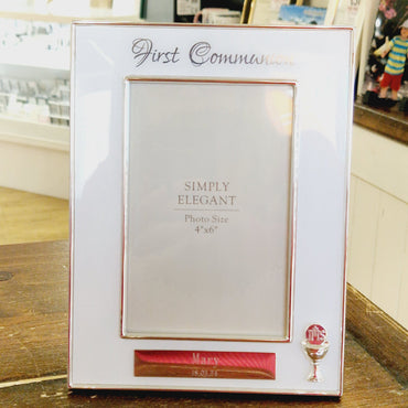 Personalised White Communion Photo Frame 4" x 6"