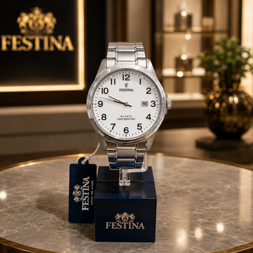 Festina Mens Stainless Steel Watch classic numbers design